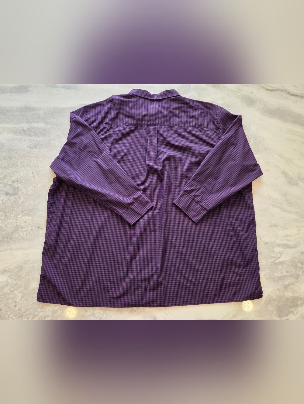 Harbor Bay Men’s Purple Plaid Button-Down Shirt - Picture 5 of 9